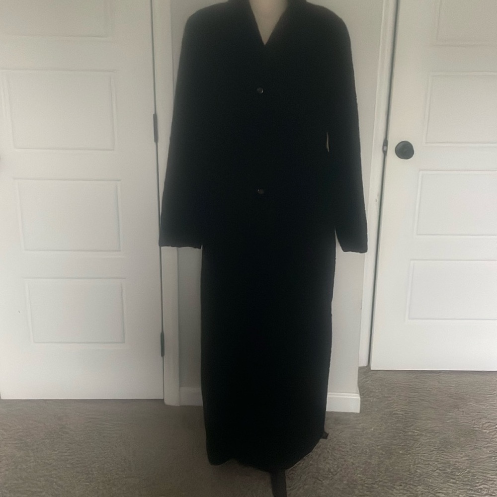 Vintage Black Faux Persian Lamb Maxi Coat by Arden B Large